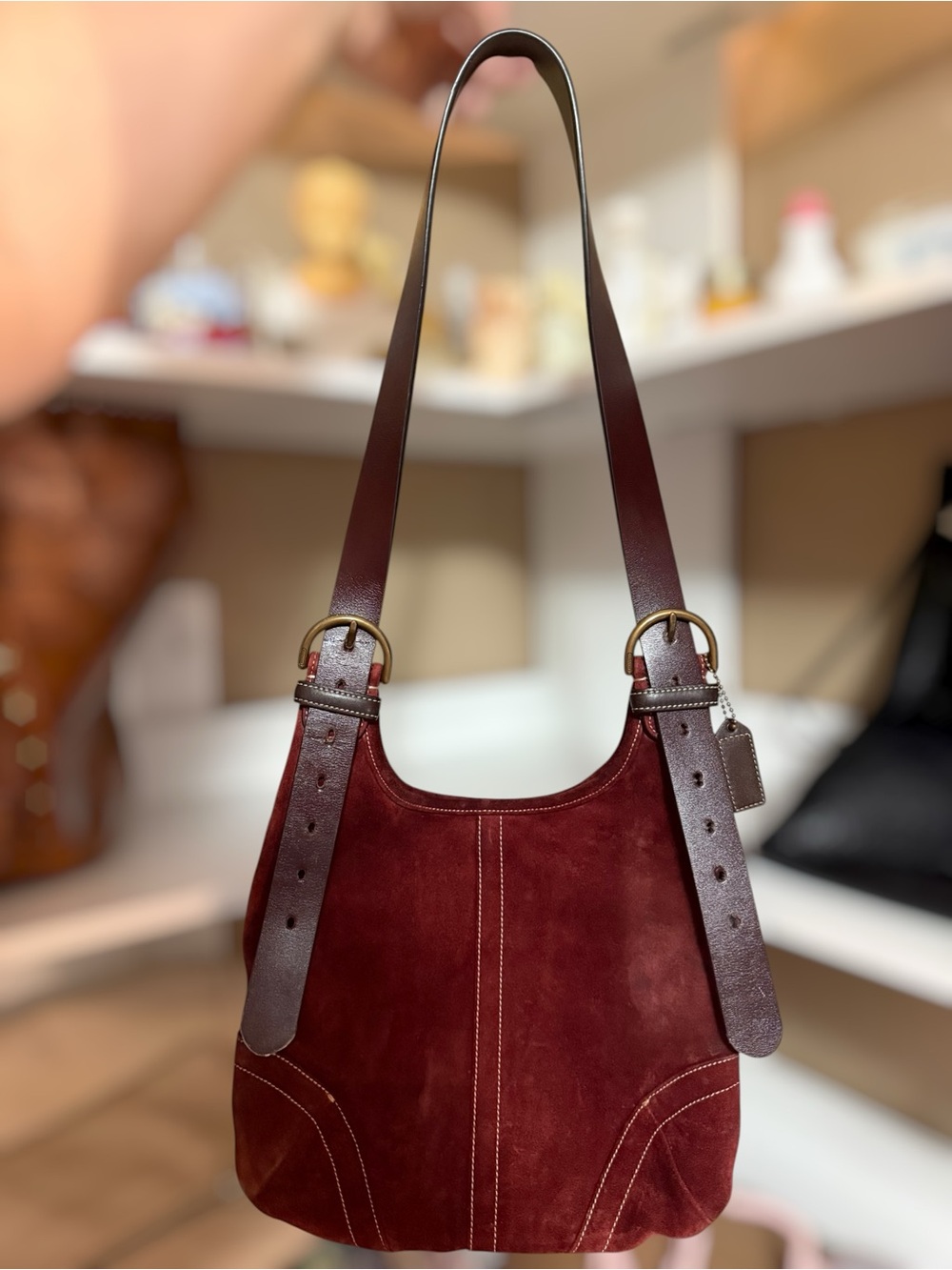 Vintage Coach Slim Hippie Hobo 9505 Split Suede Leather Shoulder Bag Y2K